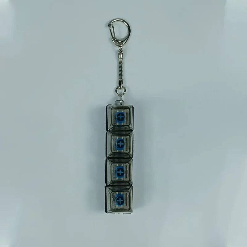 Anti-Stress 4Keys Transparent Mechanical Keyboard Keychain with LED Light - Bag Charm Gift for Adults Children Office Decompress