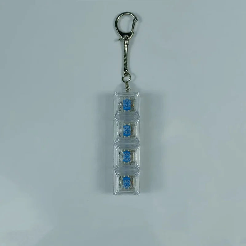 Anti-Stress 4Keys Transparent Mechanical Keyboard Keychain with LED Light - Bag Charm Gift for Adults Children Office Decompress
